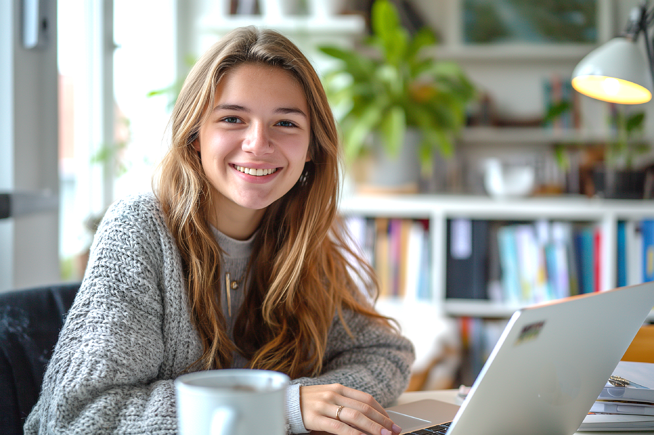 Frau am Laptop beim Online Lernen